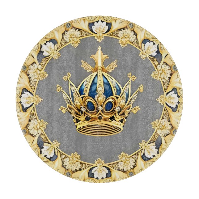 Elegant Golden Crown Cutting Board (Front)