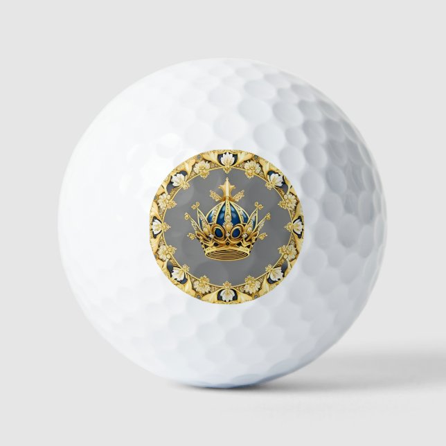 Elegant Golden Crown Golf Balls (Front)