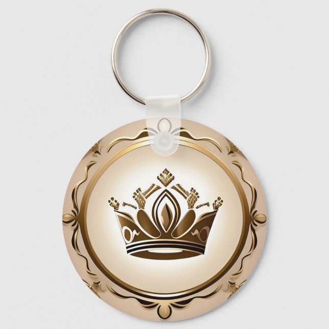 Elegant Golden Crown Key Ring (Front)