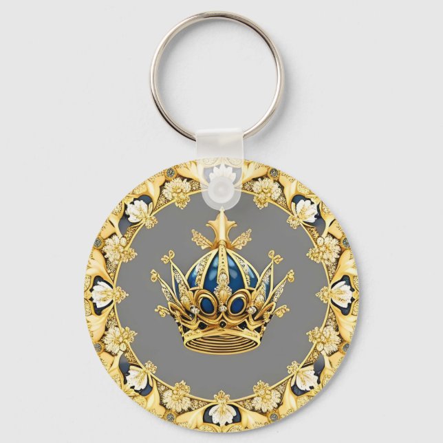 Elegant Golden Crown Key Ring (Front)