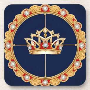 Elegant Golden Crown Ornament Coaster