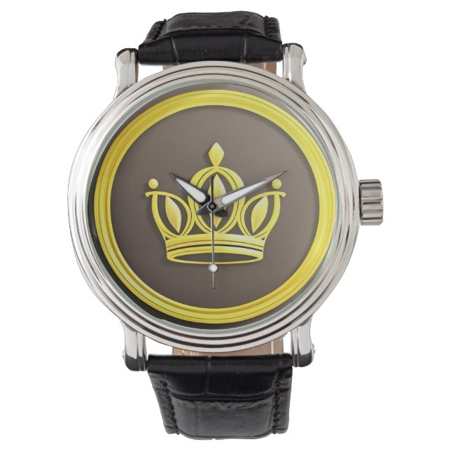 Elegant Golden Crown Watch (Front)