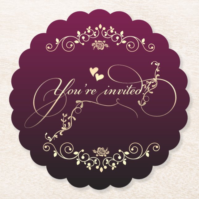 elegant golden decoration paper coaster (Front)