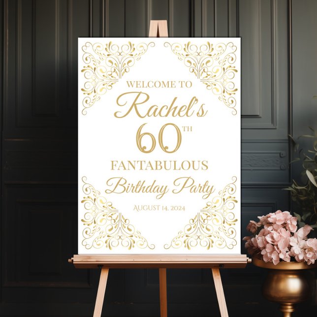 Elegant golden design birthday party welcome sign (Creator Uploaded)