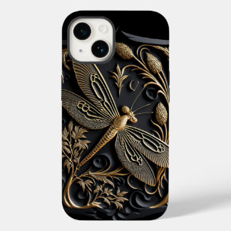 Elegant Golden Dragonfly in Bronze Filigree Case-Mate iPhone 14 Case
