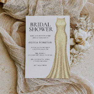 Elegant Golden Dress Bridal Shower Invitation