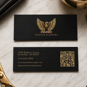 Elegant Golden Eagle Barber Shop Logo Hair Stylist Mini Business Card