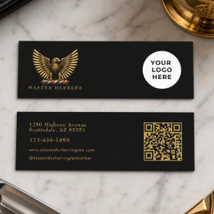 Elegant Golden Eagle Barber Shop Logo Hair Stylist Mini Business Card