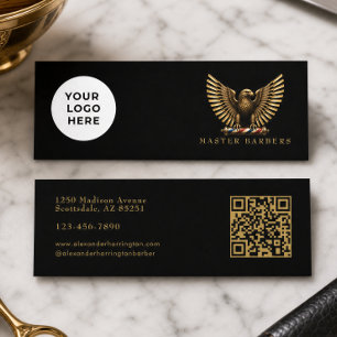 Elegant Golden Eagle Barber Shop Logo Hair Stylist Mini Business Card