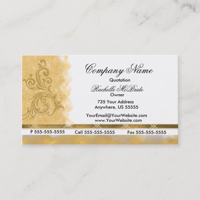 Elegant Golden Embroidery Business Cards (Front)