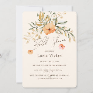 Elegant Golden Fall flowers Bridal Shower Invitation