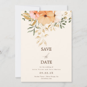 Elegant Golden Fall flowers Save The Date Invitation