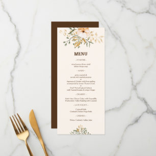 Elegant Golden Fall flowers Wedding Menu