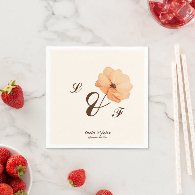 Elegant Golden Fall flowers Wedding Napkin (Insitu)