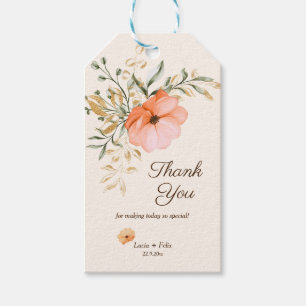 Elegant Golden Fall flowers Wedding Thank You Gift Tags