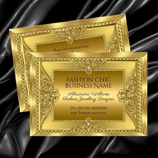 Elegant Golden Fashion Jewellery Designer Gold Business Card (Creator Uploaded)