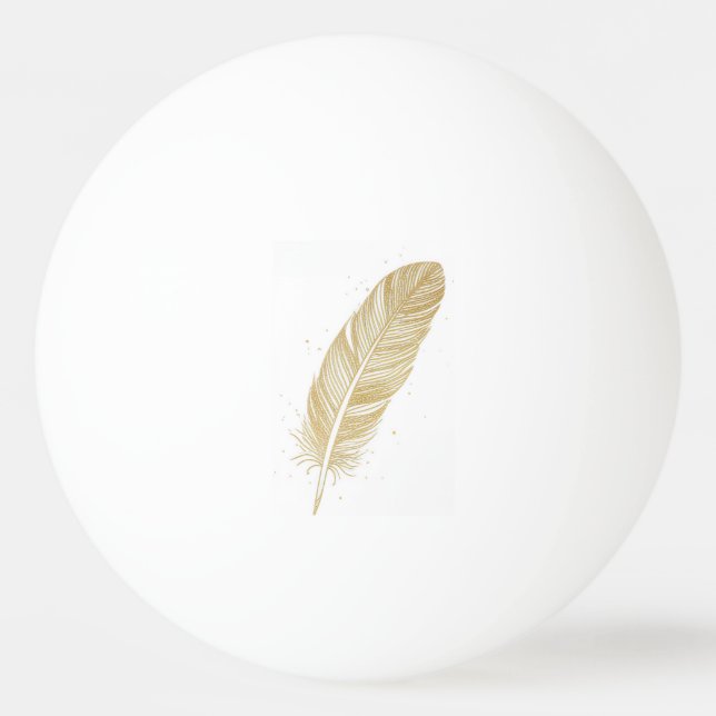 Elegant Golden Feather Line Art - Modern Aesthetic Ping Pong Ball (Front)