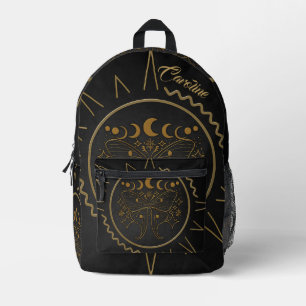Elegant golden filigree butterflies. printed backpack