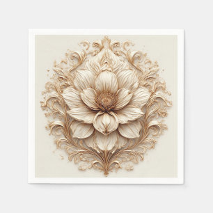 Elegant Golden Floral Ornament Napkin