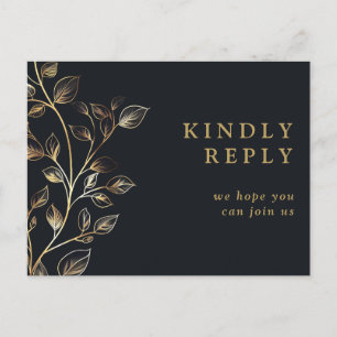 Elegant Golden Floral Song Request RSVP Postcard
