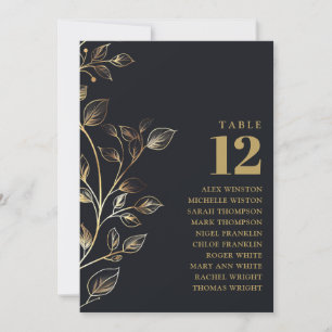 Elegant Golden Floral Table Number Seating Chart