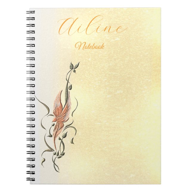Elegant Golden Floral Vine Spiral Photo Notebook (Front)