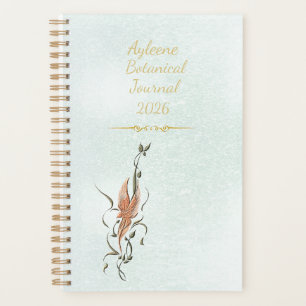 Elegant Golden Floral Vine Spiral planner