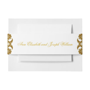 Elegant Golden Floral Wedding Wraparound Invitation Belly Band