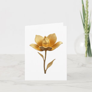 Elegant Golden Flower Folded Wedding  Invitation