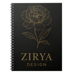 Elegant Golden Flower Notebook by Zirya Design