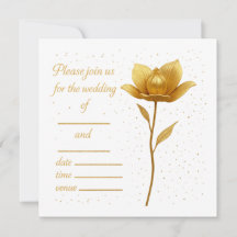 Elegant Golden Flower Wedding Invitation