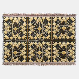 Elegant Golden Geometric Pattern Design Throw Blanket