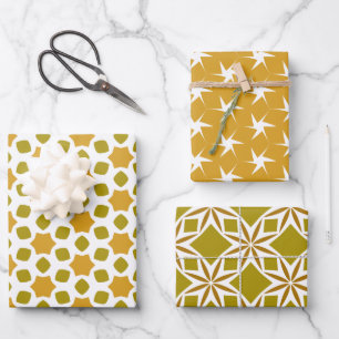 Elegant Golden Geometrical Pattern Wrapping Paper Sheet