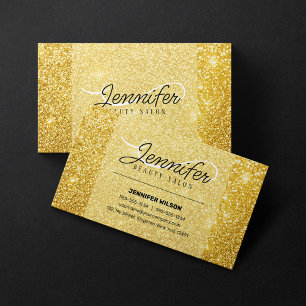 Elegant Golden Glitter Beauty Salon Cosmetologist Business Card