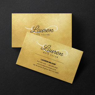 Elegant Golden Glitter Hair Salon Hairdresser Business Card