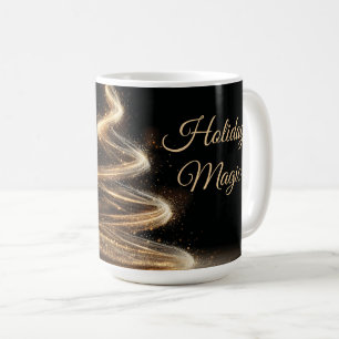 Elegant Golden Glitter Spiral Christmas Tree Coffee Mug