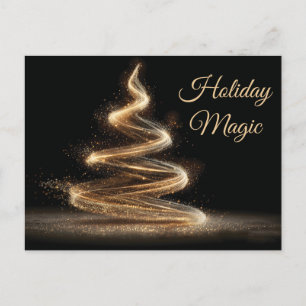 Elegant Golden Glitter Spiral Christmas Tree Holiday Postcard