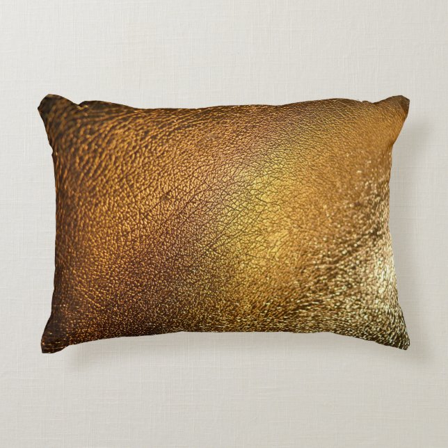 Elegant Golden Glossy Leather Texture Decorative Cushion (Front)
