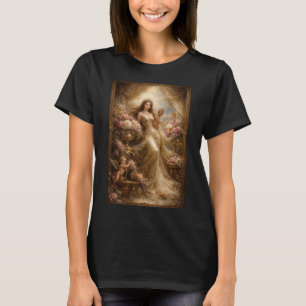 Elegant Golden Goddess with Cherub T-Shirt