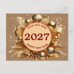 Elegant Golden Happy New Year Template Postcard