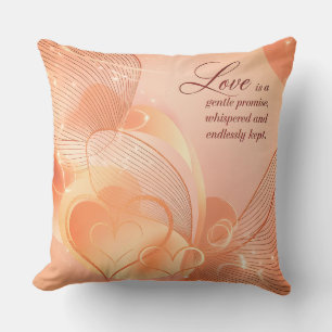 Elegant Golden Heart Romance Art Cushion