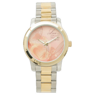 Elegant Golden Heart Romance Art Watch