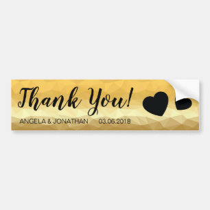 Elegant golden hearts Thank you wedding sticker