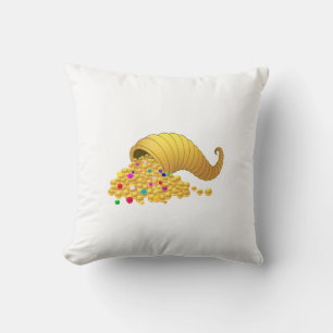 Elegant Golden Horn of Plenty Cushion