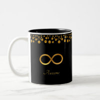 Elegant Golden Infinity Symbol & Confetti on Black