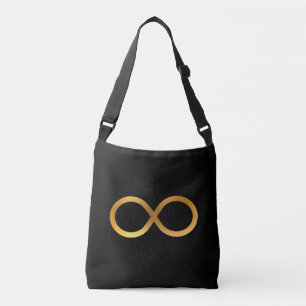 Elegant Golden Infinity Symbol on Black Crossbody Bag