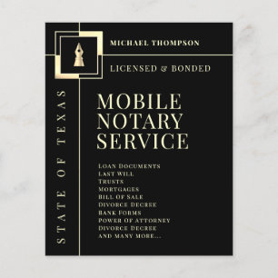 Elegant golden ink pen notary  flyer