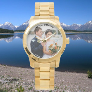Elegant Golden Jubilee Personalised Photo Watch