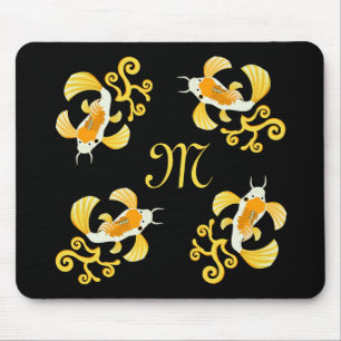 Elegant Golden Koi Butterfly Fish Mouse Pad