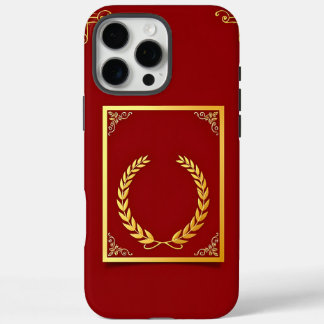Elegant Golden Laurel in Rectangular Frame iPhone 16 Pro Max Case